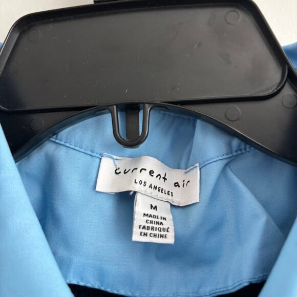 Current Air Blue Contrast Eyelit Top Sz M Academia Cable Knit Preppy - Picture 4 of 11